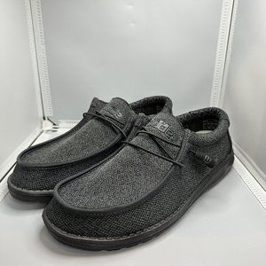 Men's Hey Dude 40019-0XJ Wally Sox Micro Total Black Shoe Size 11